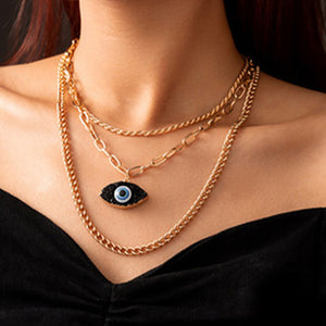 Shiny Jewellery Evil Eye Necklace Charm for Women Party Hip Hop Stainless Steel