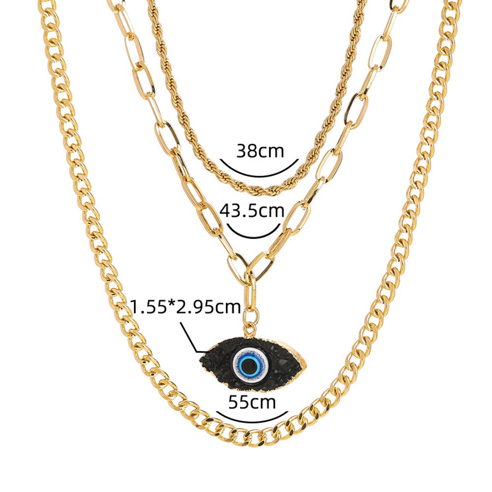 Shiny Jewellery Evil Eye Necklace Charm for Women Party Hip Hop Stainless Steel