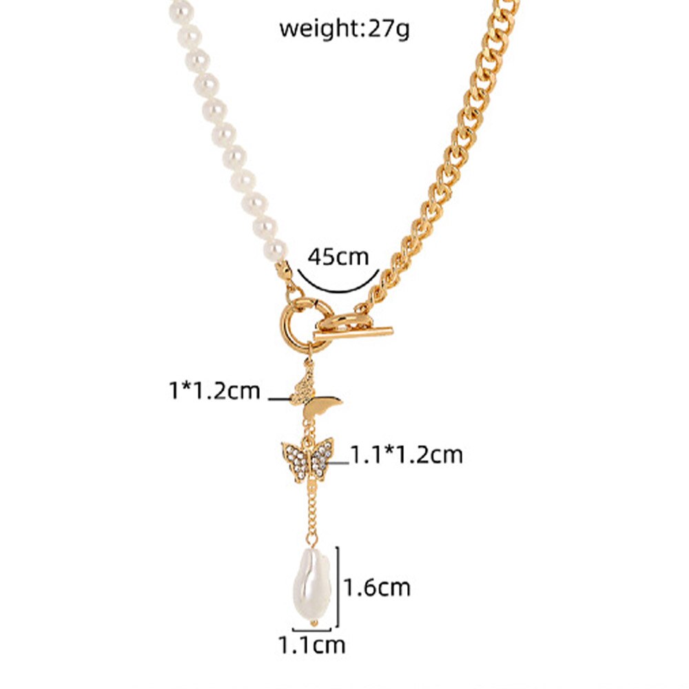 Shiny Jewellery crystal Butterfly Necklace Chain Choker Pendant