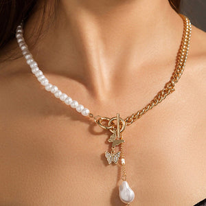 Shiny Jewellery crystal Butterfly Necklace Chain Choker Pendant