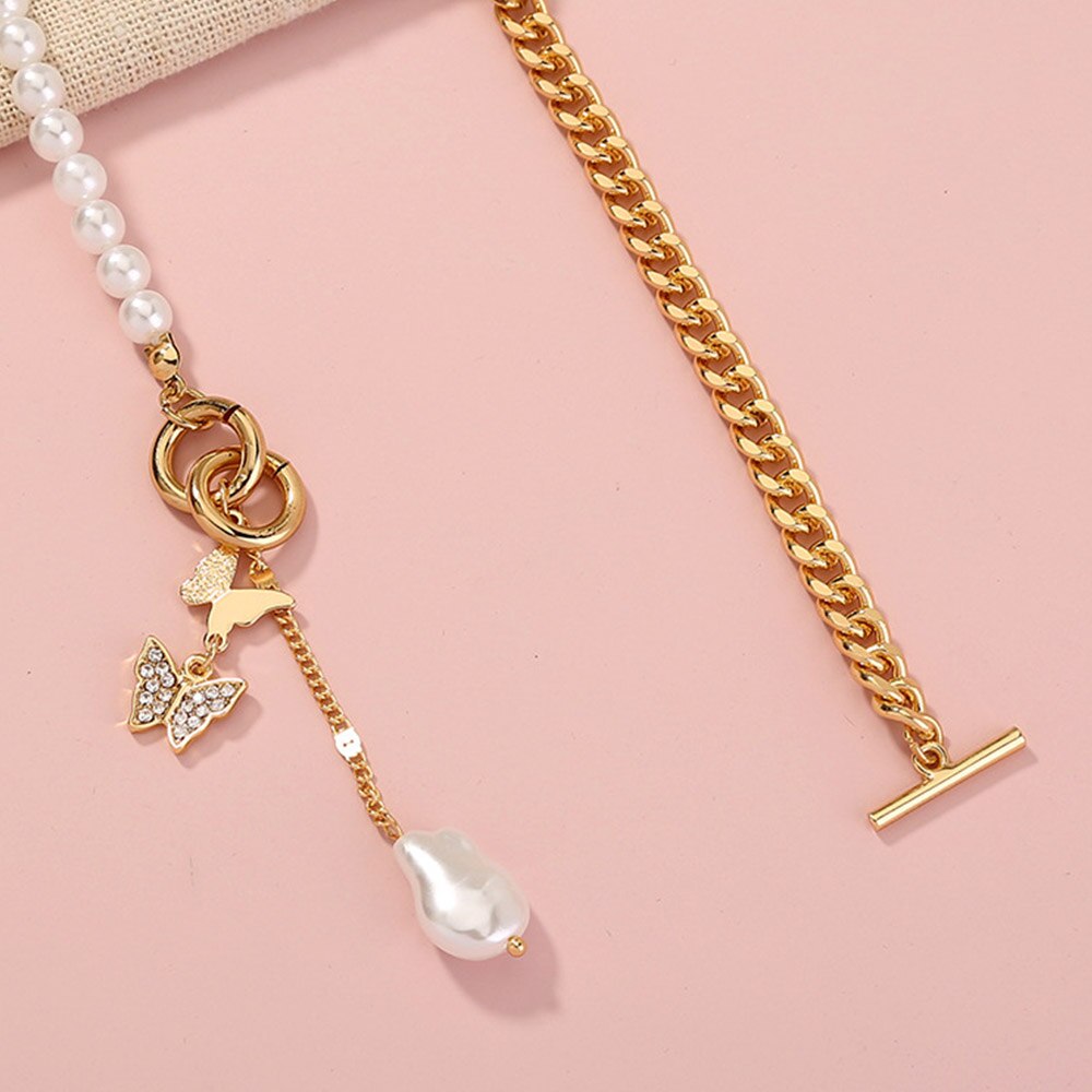 Shiny Jewellery crystal Butterfly Necklace Chain Choker Pendant