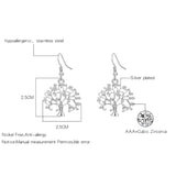 Shiny Jewellery Tree Of Life Earrings Drop for Women Gold Silver Plated Crystal