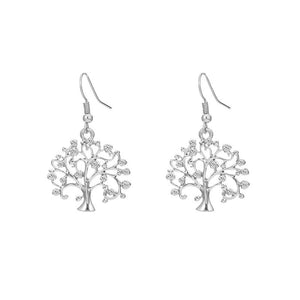 Shiny Jewellery Tree Of Life Earrings Drop for Women Gold Silver Plated Crystal