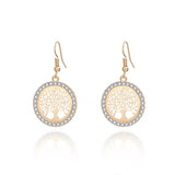 Shiny Jewellery Tree Of Life Earrings For Women Gift Crystal Round Drop Earring Copper