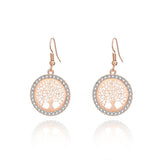 Shiny Jewellery Tree Of Life Earrings For Women Gift Crystal Round Drop Earring Copper