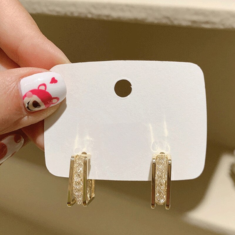 Trend Contrasted Geometric C Shape Dangle Earrings Gold Color - Vico Rena