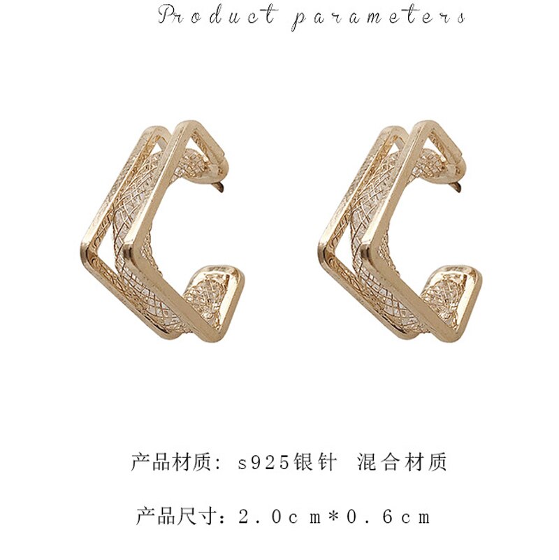 Trend Contrasted Geometric C Shape Dangle Earrings Gold Color - Vico Rena