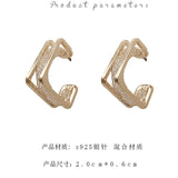 Trend Contrasted Geometric C Shape Dangle Earrings Gold Color - Vico Rena
