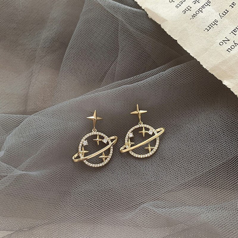 Trendy Crystal Star Women Dangle Earrings Sweet Simple - Vico Rena