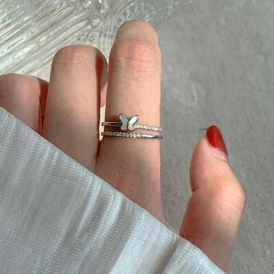 Trendy Fashion Silver Color Butterfly Open Finger Rings - Vico Rena