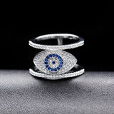 Shiny Jewellery Crystal Blue Evil Eye Rings for Women