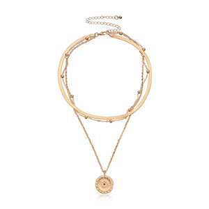 Vintage Bohemia Gold Coin letter Layered Chain Necklace - Vico Rena