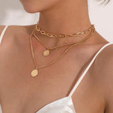 Vintage Bohemia Gold Coin letter Layered Chain Necklace - Vico Rena