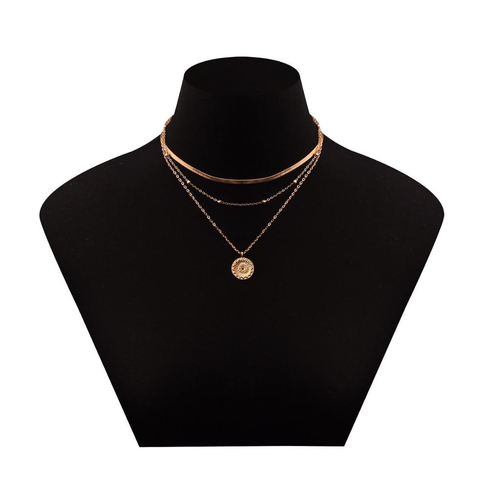 Vintage Bohemia Gold Coin letter Layered Chain Necklace - Vico Rena