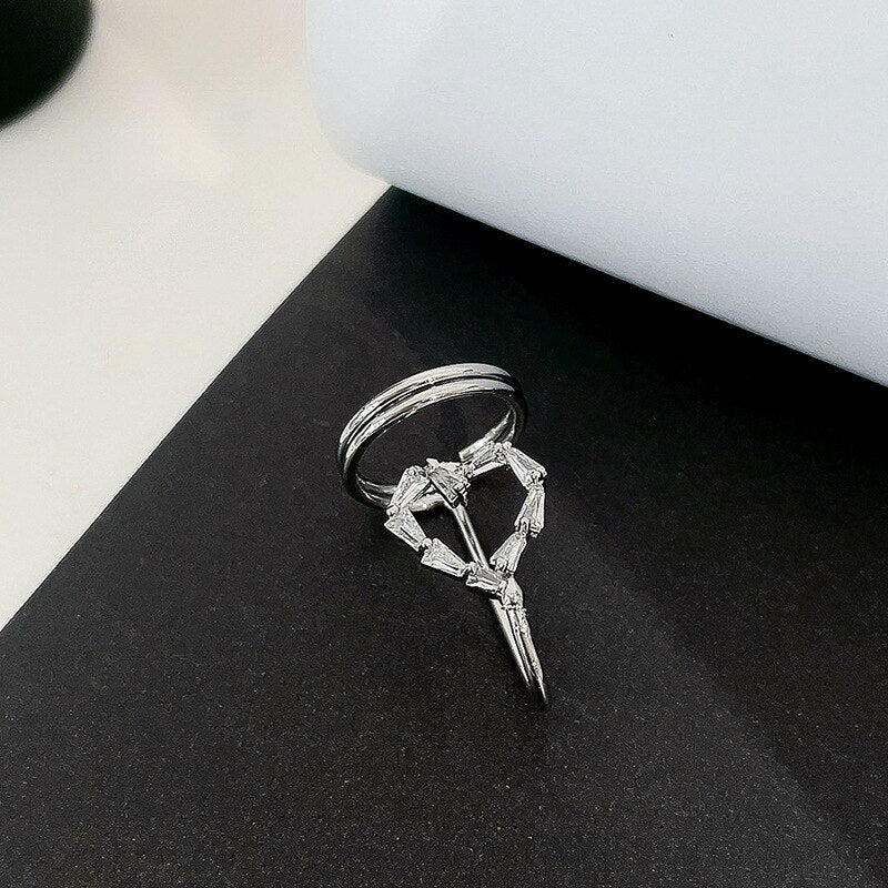 Vintage Creative Fingertips Rings for Women Heart Shining Zircon - Vico Rena