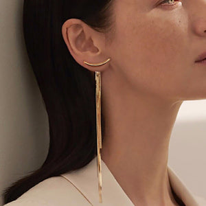 Vintage Gold Silver Color Bar Long Thread Tassel Drop Earrings for Women - Vico Rena