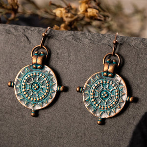 Vintage India Ethnic Engraved Dangle Drop Earrings Hanging - Vico Rena