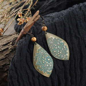 Vintage Indian Ethnic Engraved Dangle Drop Earrings - Vico Rena