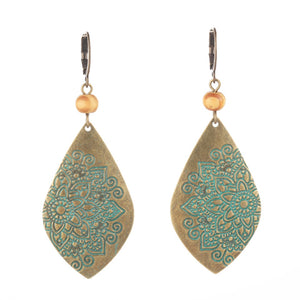 Vintage Indian Ethnic Engraved Dangle Drop Earrings - Vico Rena