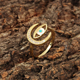 Shiny Jewellery Vintage Rings for Women Moon Evil Eye Ring Crystal