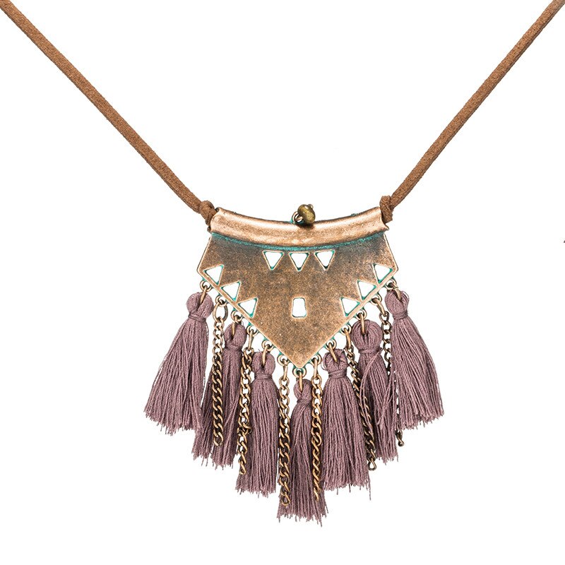 Women Boho Ethnic Tassel Choker Pendant Necklace - Vico Rena