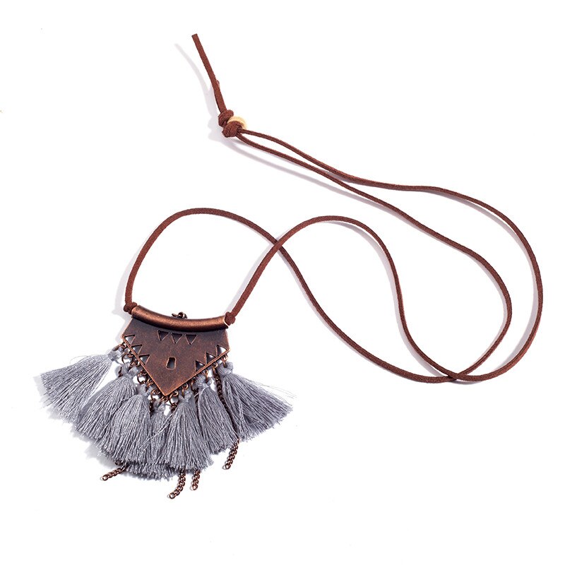 Women Boho Ethnic Tassel Choker Pendant Necklace - Vico Rena