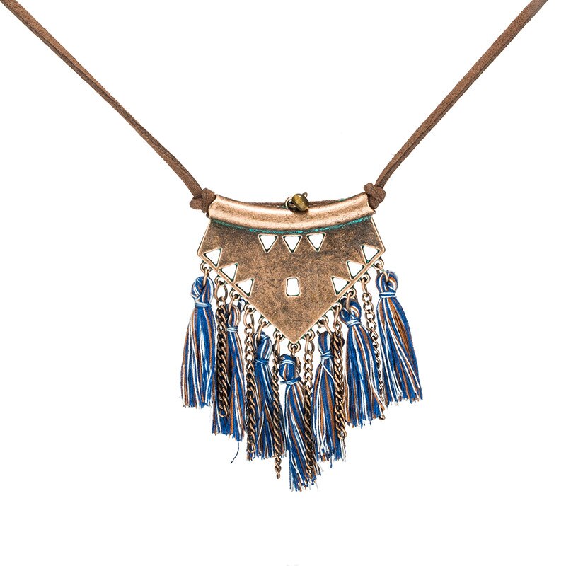 Women Boho Ethnic Tassel Choker Pendant Necklace - Vico Rena