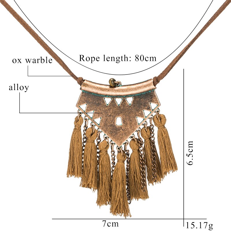 Women Boho Ethnic Tassel Choker Pendant Necklace - Vico Rena