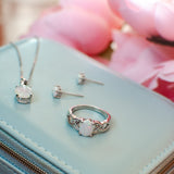 Shiny Jewellery Women's Opal Jewelry Pendant Earrings Ring Necklace Sets Crystal