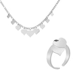 Stainless Steel Jewelry Multi Heart Necklace Sets Earrings Bracelet Ring - Vico Rena