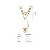 Butterfly Pendant Necklace Trendy Metal Chain Double - Vico Rena