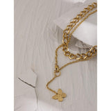 Butterfly Pendant Necklace Trendy Metal Chain Double - Vico Rena