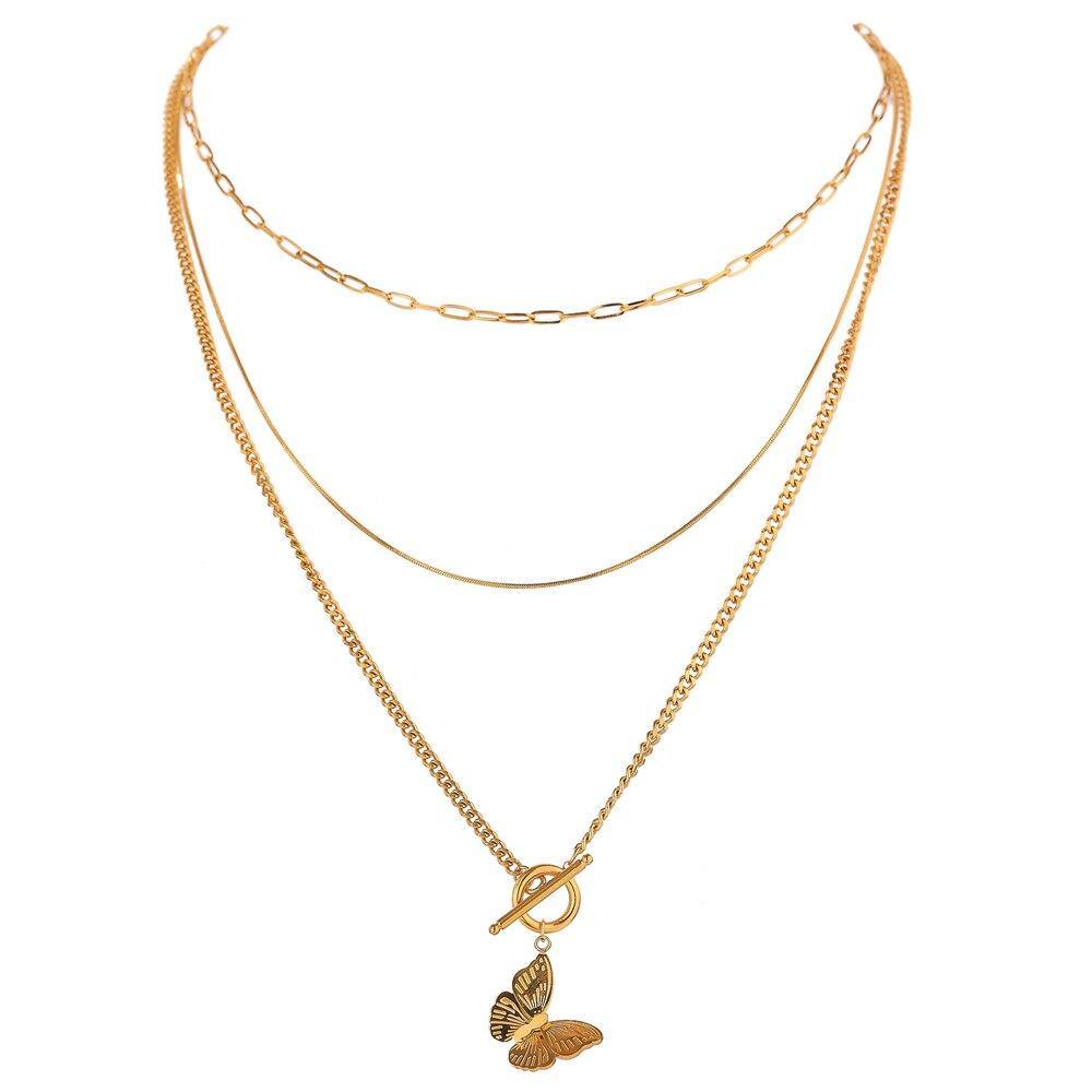 Exquisite Butterfly Insect Layered Pendant Necklace - Vico Rena