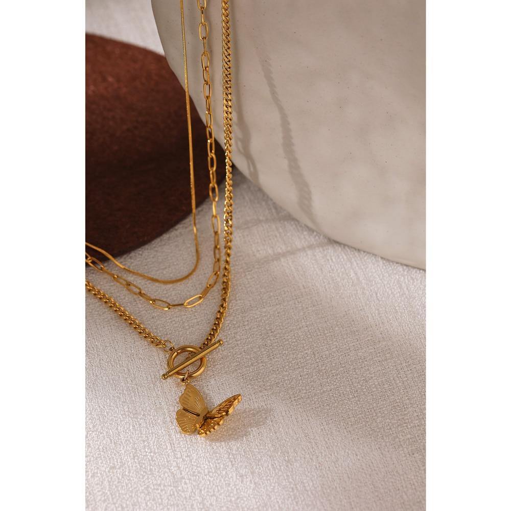 Exquisite Butterfly Insect Layered Pendant Necklace - Vico Rena