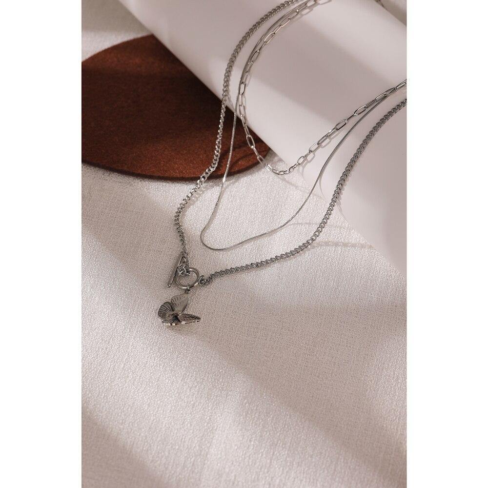 Exquisite Butterfly Insect Layered Pendant Necklace - Vico Rena