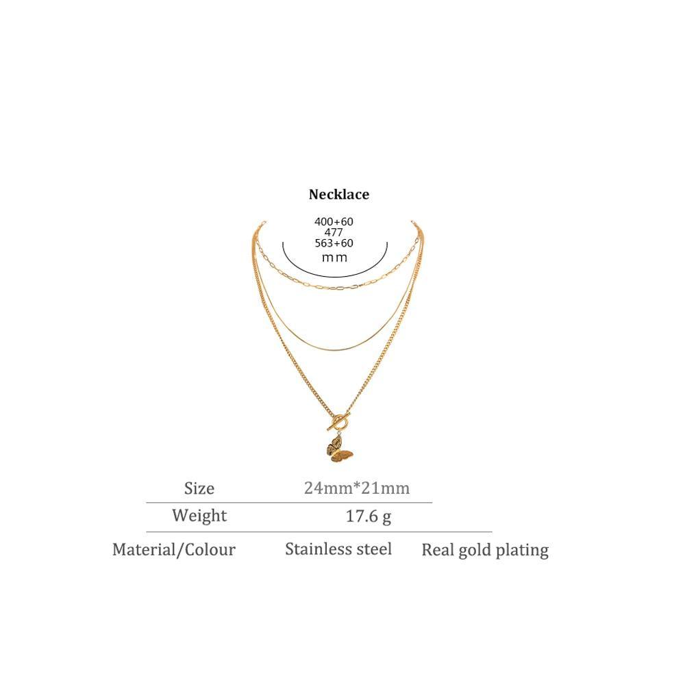 Exquisite Butterfly Insect Layered Pendant Necklace - Vico Rena