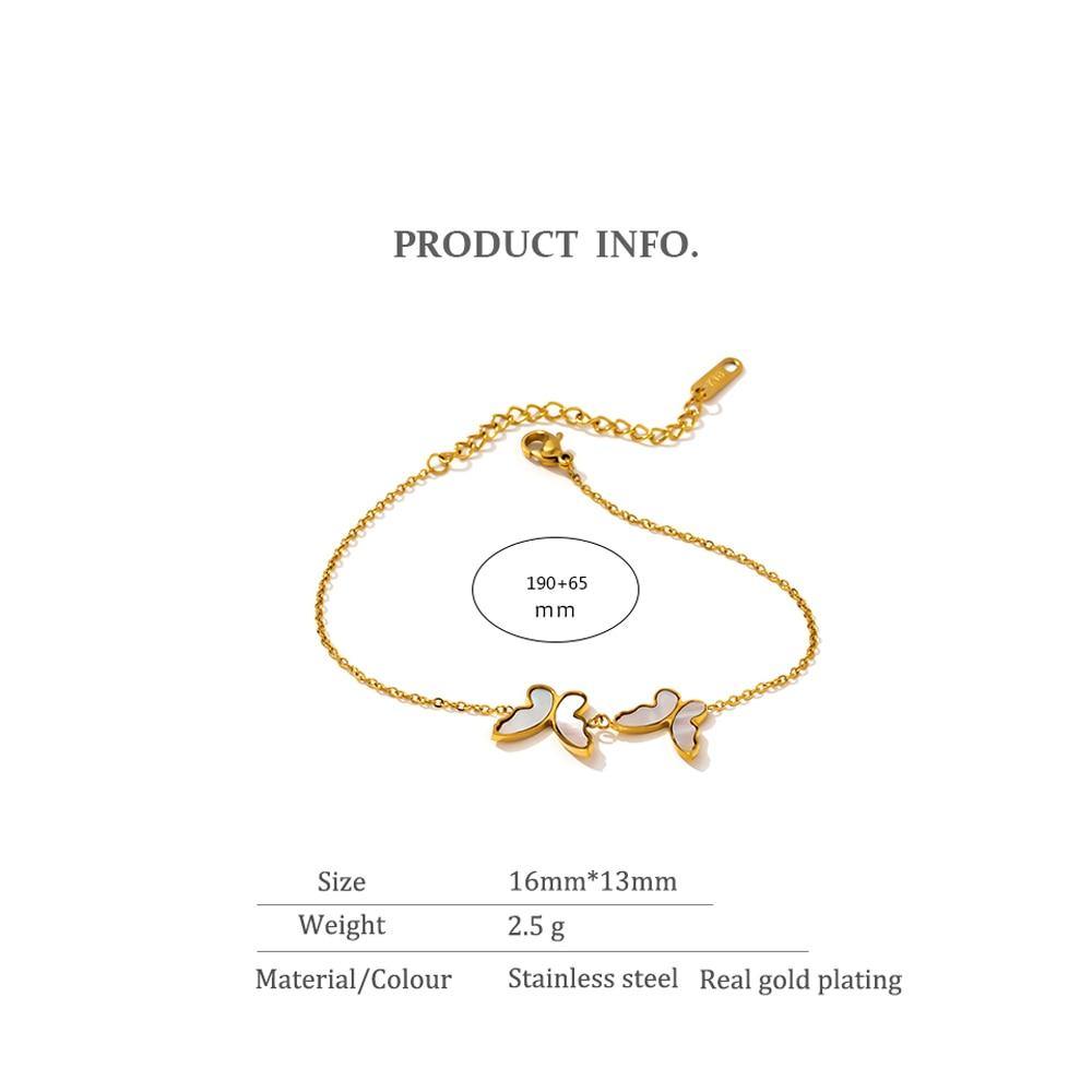 Exquisite Butterfly Natural Shell Chain Bracelet Stainless Steel - Vico Rena