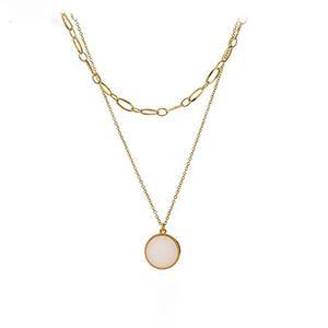 Exquisite Natural Shell Layered Pendant Necklace Stainless Steel - Vico Rena