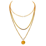 Minimalist Face Portrait Pattern Layered Pendant Necklace 18 K - Vico Rena