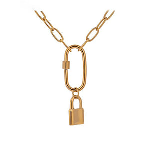 Statement Stainless Steel Jewelry for Women Ellipse Lock Pendant - Vico Rena