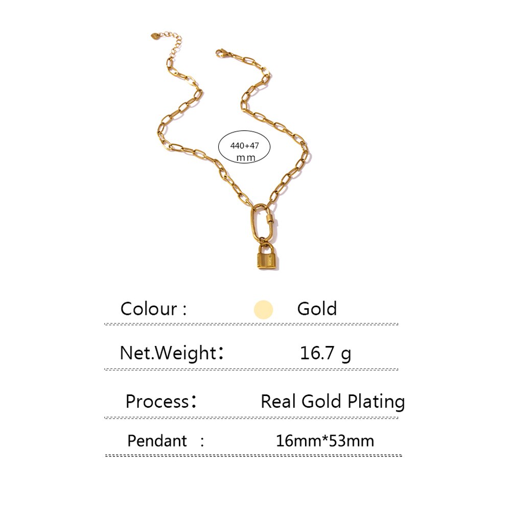 Statement Stainless Steel Jewelry for Women Ellipse Lock Pendant - Vico Rena