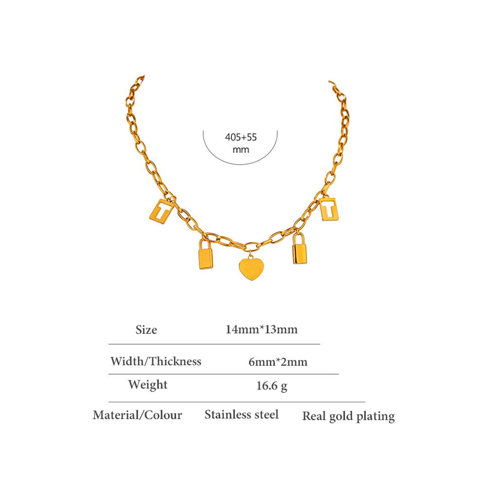 Stylish Heart Lock Geometric Pendant Necklace for Women - Vico Rena