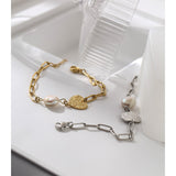 Stylish Natural Pearl Heart Stainless Steel Bracelet - Vico Rena