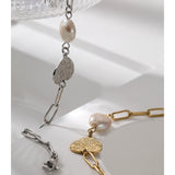 Stylish Natural Pearl Heart Stainless Steel Bracelet - Vico Rena