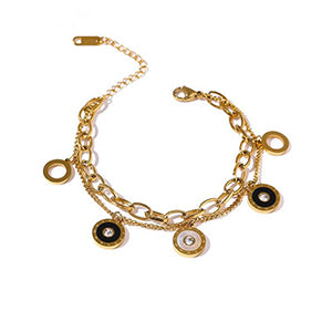 Trendy Roman Round Pendant Bangle Bracelet for Women - Vico Rena