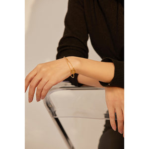 Unique Pin Metal Bangle Bracelet Steel Gold Color - Vico Rena
