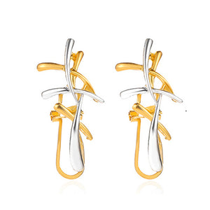 Gold Silver Color Abstract Splices Drop Earrings Fashion - Vico Rena