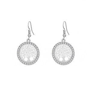 Shiny Jewellery Tree Of Life Earrings For Women Gift Crystal Round Drop Earring Copper