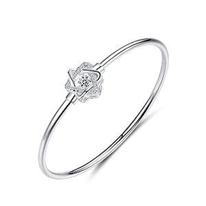 Shiny Jewellery S925 Sterling Silver 3A Zircon Creative Hexangular Star Ladies' Bracelet