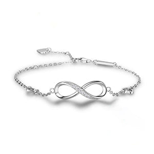 Shiny Jewellery 925 Sterling Silver Infinity Bracelets for Women Adjustable Bracelets